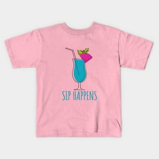 Tropical Blue Sip Happens Kids T-Shirt